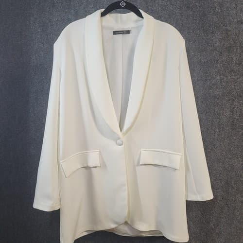 Boohoo Womens Tuxedo Blazer White 4 Fully Lined Faux Pockets Menswear