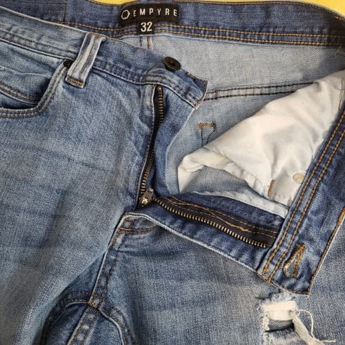 EMPYRE Mens Jeans 32x31 Blue Stone Wash 5-Pocket Skeletor Destroyed Skinny Denim