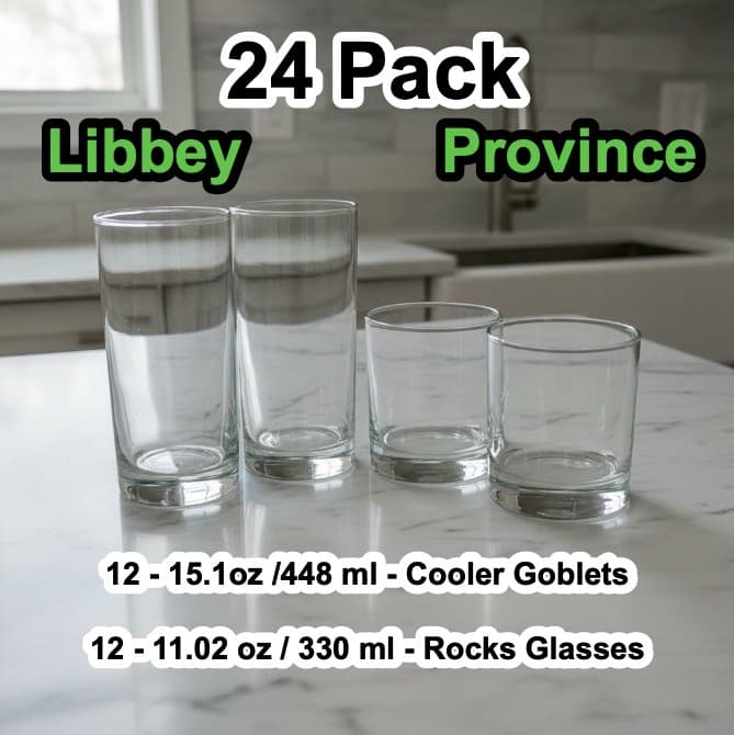 Libbey Province 24 Piece Glasses Goblets Set, 12-15.1oz/448ml 12-11.02oz/330ml - Image 1