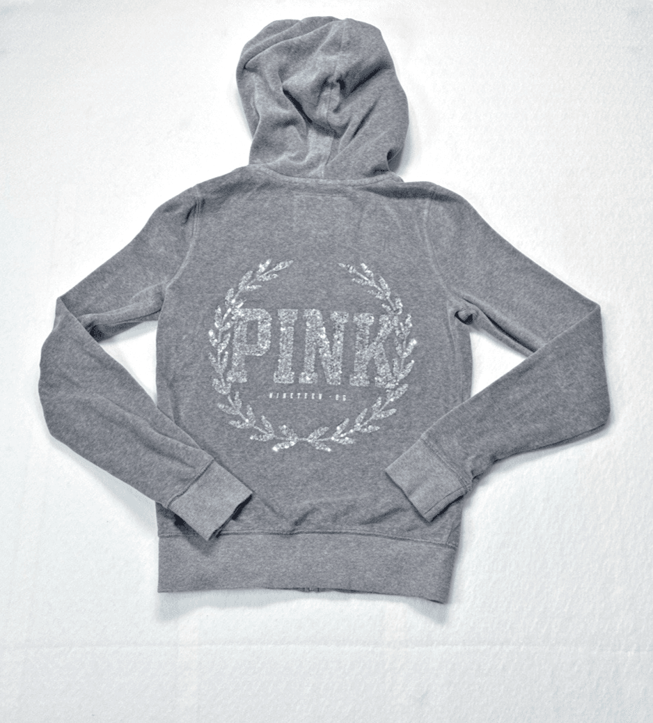 Victorias Secret Sweatshirt Womens Extra Small Gray PINK Hoodie Pullover Ladies - Image 1