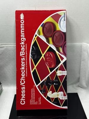 3 in 1 Board Game Set Chess Checkers Backgammon Family Fun for 2 Players - Image 1