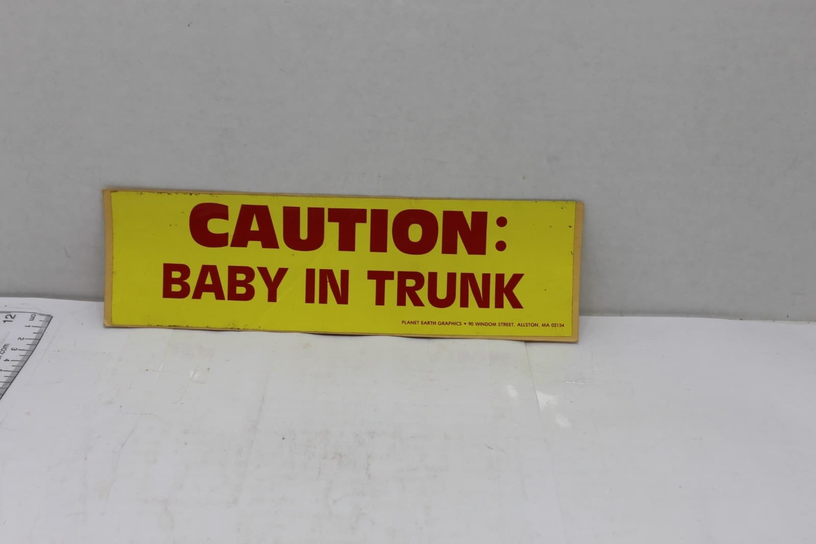 10in x 3in Bumper Sticker "Caution Baby in Trunk" - Image 1