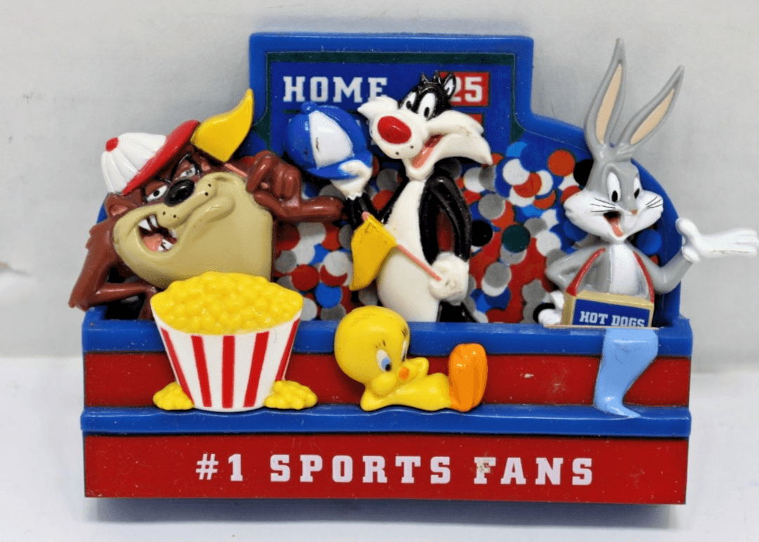Vintage Looney Tunes Magnets #1 Sports Fans Bugs Bunny Taz Sylvester Tweety 1999 - Image 1