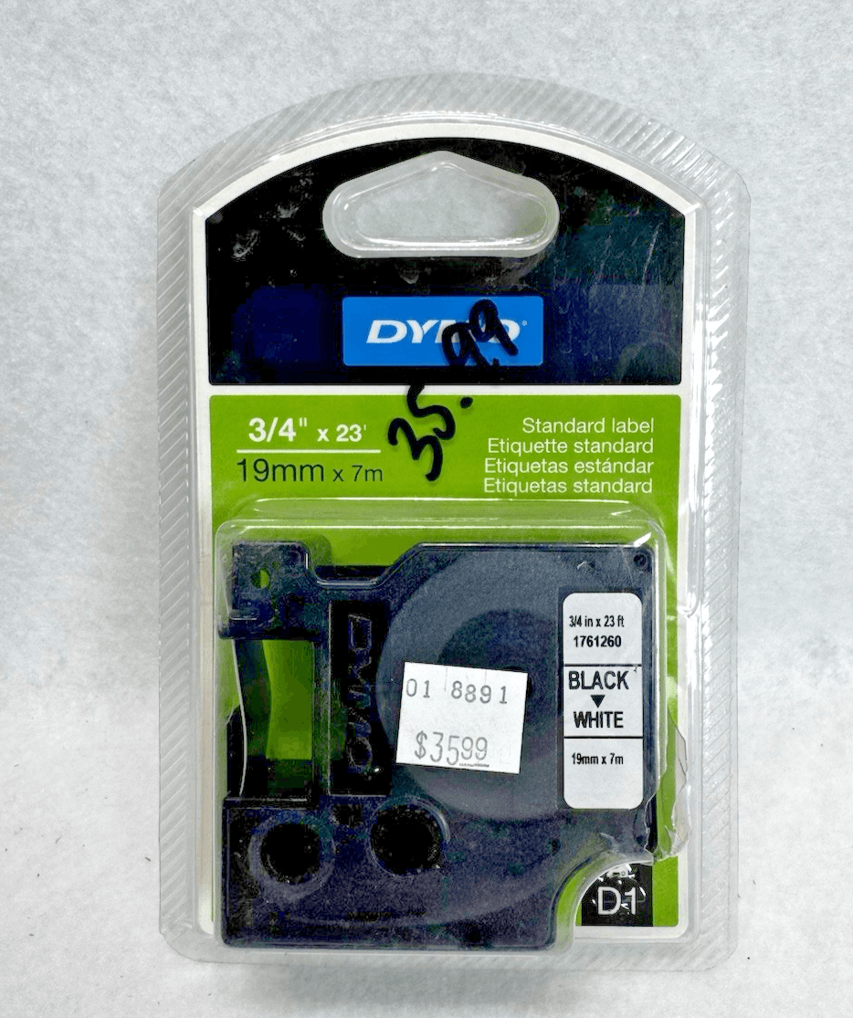 Genuine DYMO D1 Black-On-White Tape, 3/4 x 23 19mm 1761260 - Image 1