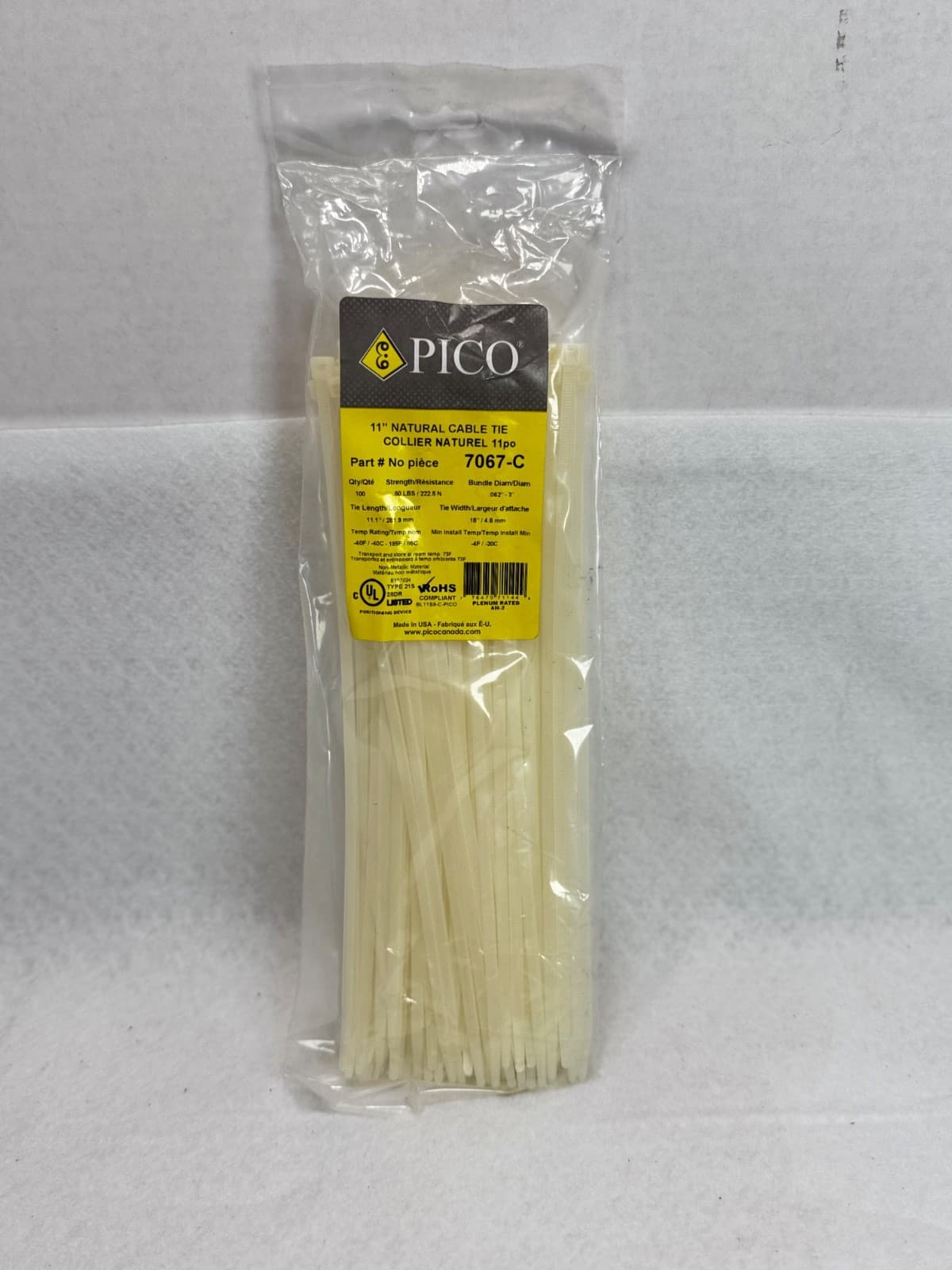 100 NATURAL 11" Inch Extreme Cold Weather Nylon Cable Wire Wrap Zip Ties 50 LBS - Image 1