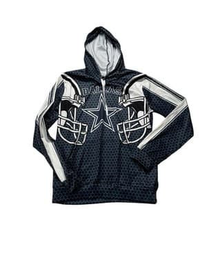 Dallas Cowboys All Over Print Hooded Sweatshirt Blue White Honeycomb Design - Image 1