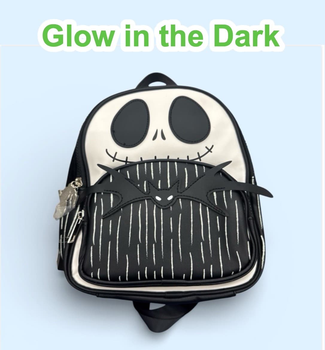 New Bioworld Mini Backpack Jack Skellington Glow-in-the-Dark Halloween Disney - Image 1