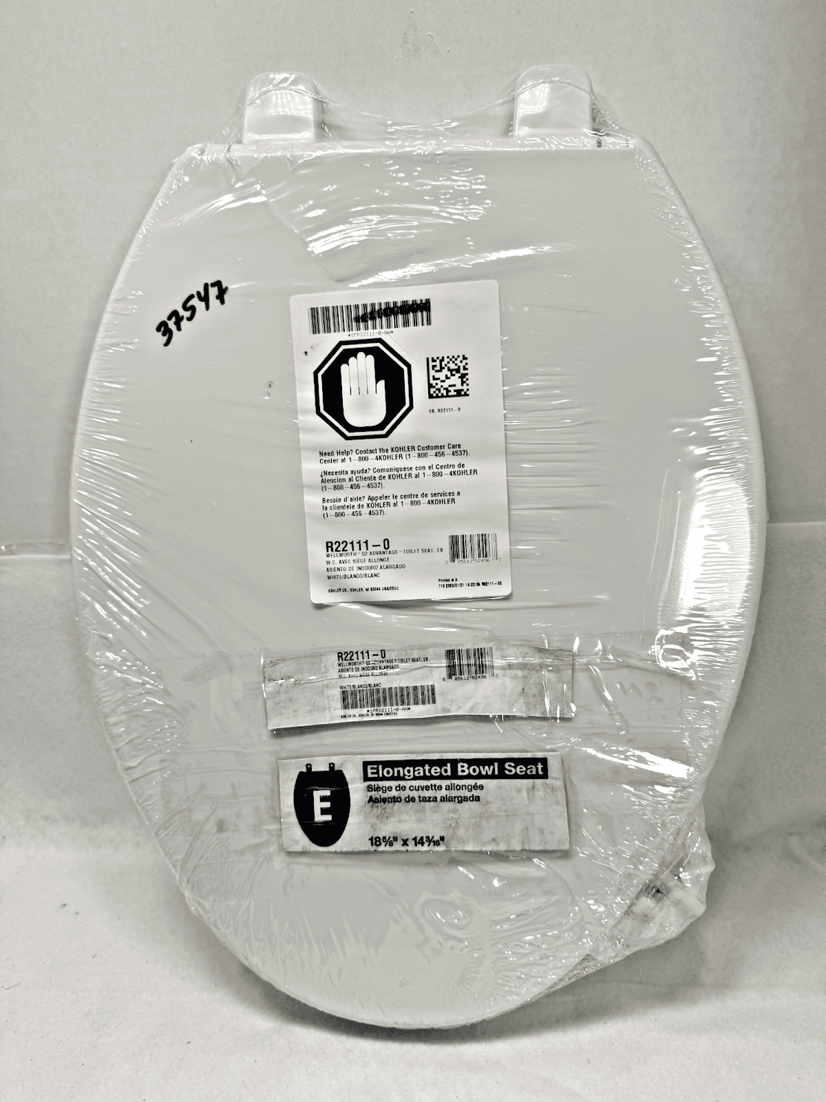 Kohler R22111-0 Elongated Closed Front Toilet Seat White 18 5/8X14/3/16 - Image 1