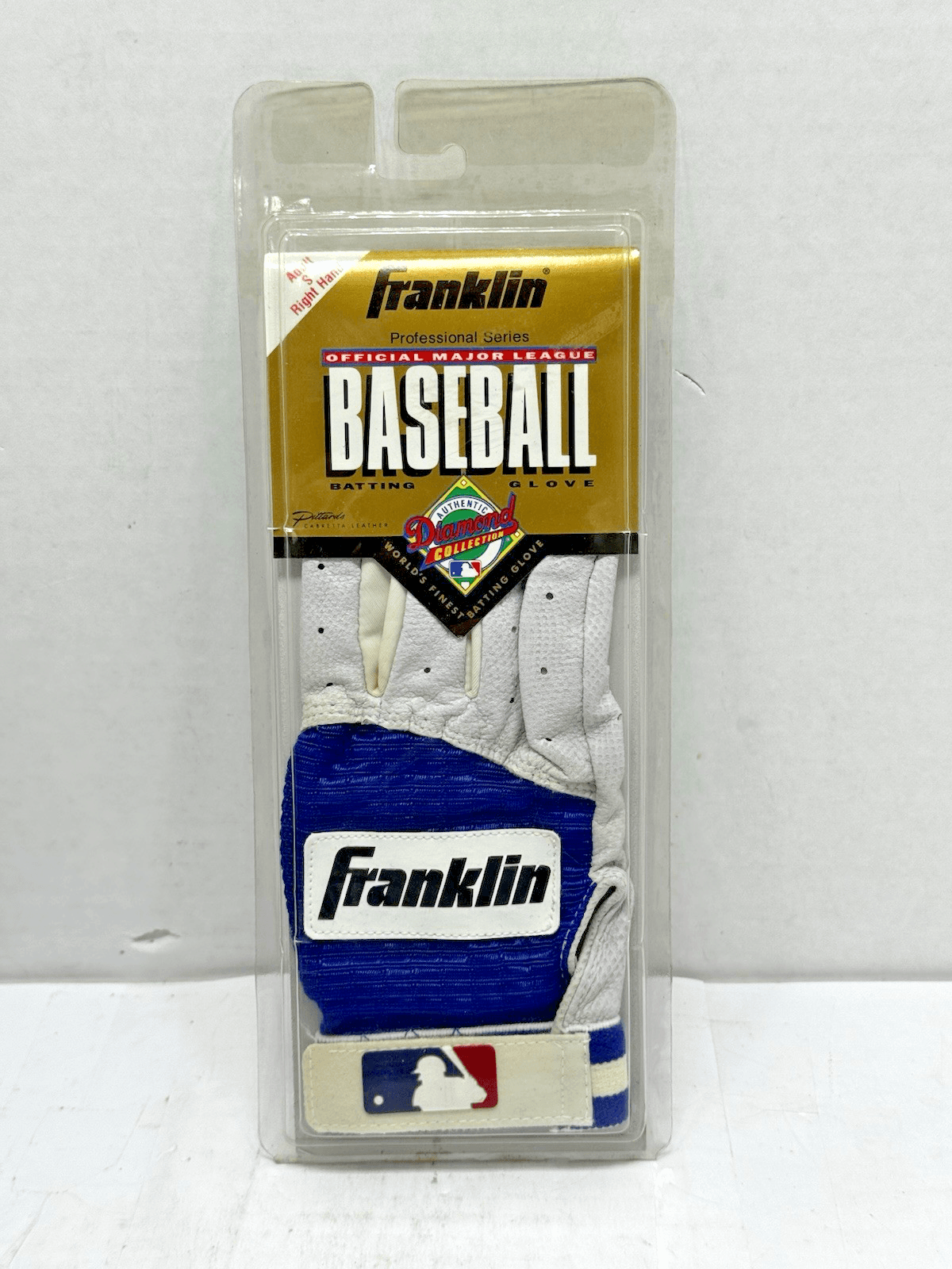 Franklin BASEBALL Batting Glove New ADULT Size S RIGHT Hand BLUE/WHITE - Image 1