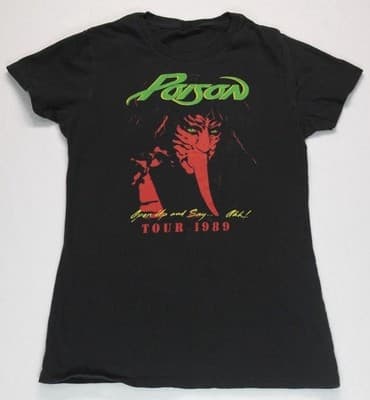 Poison Shirt Men YL Winterland Black Open Up and Say Ahh Tour 1989 Graphic Band - Image 1