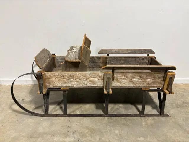 Rustic Reclaimed Wood & Metal Sled - Image 1