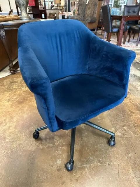 World Market Blue Velvet Desk Chair - Image 1