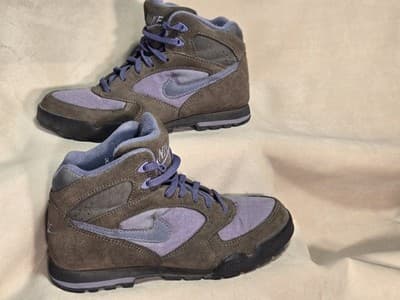 Vtg 1993 Nike 930507 Purple Brown Lace-Up Leather Ankle Hiking Boots Women's 8 - Image 1