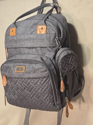 BabbleRoo Diaper Bag Backpack - Multi function Waterproof Diaper Bag, Dark Gray - Image 1