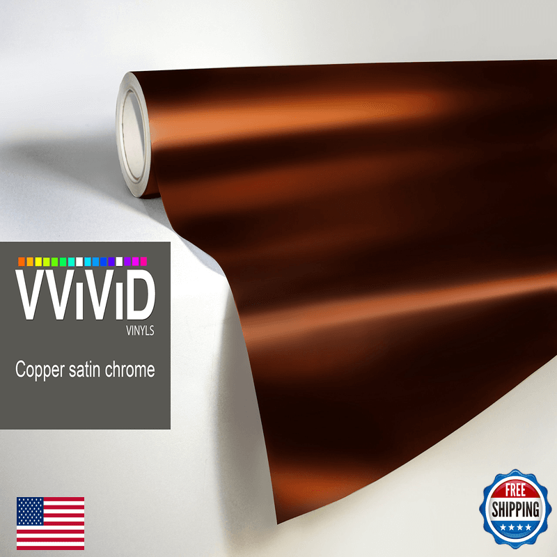 Vvivid Copper Satin Chrome Car Wrap Stretch Conform Cast Vinyl 10Ft X 5Ft - Image 1