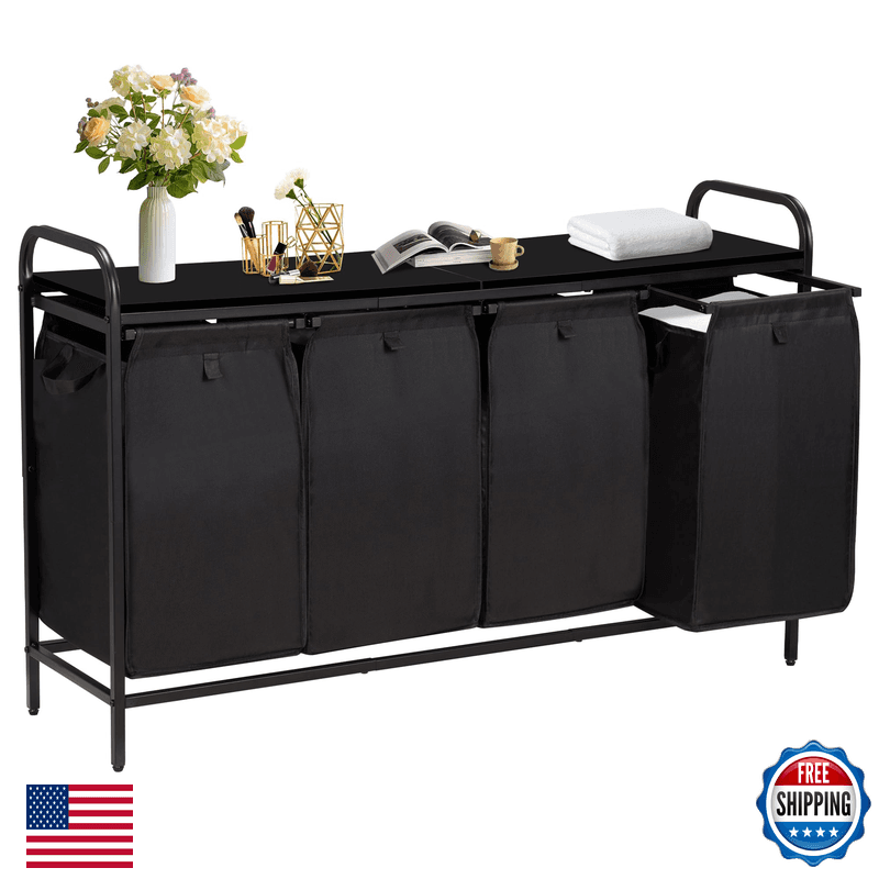 Azaeahom 4 Section Laundry Hamper Shelf Laundry Basket Organizer 4 Pull-Out - Image 1