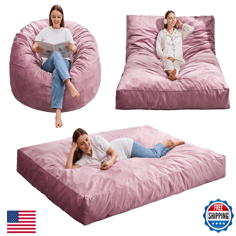 Hobestluk Giant Bean Bag Chair Bed For Adults Large Bean Bags High-Density Foam - Image 1