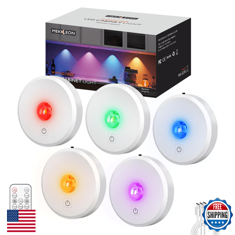 Miclionled Rgb Puck Lights Remote Control 2000Mah Battery Operated Tap Lights - Image 1