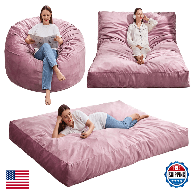 Hobestluk Giant Bean Bag Chair Bed For Adults Large Bean Bags High-Density Foam - Image 1