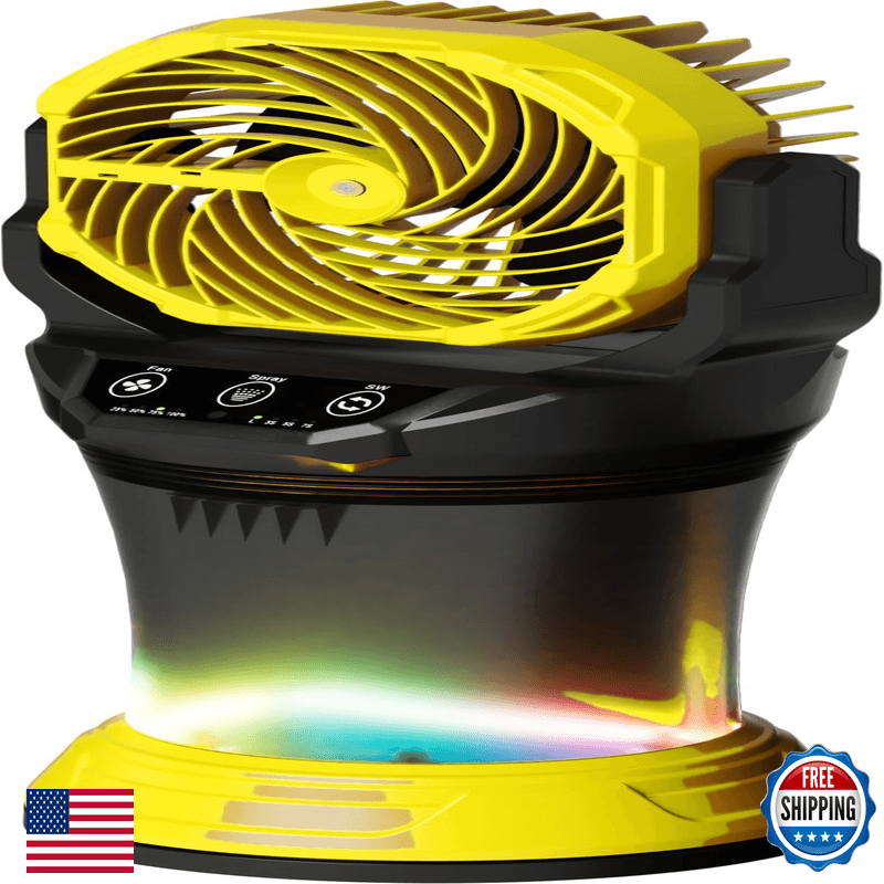 Wilody Misting Fan Portable Battery Powered Remote Control Camping Fan Rgb - Image 1