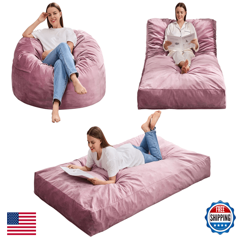 Hobestluk Giant Bean Bag Chair Bed For Adults Large Bean Bags High-Density Foam - Image 1