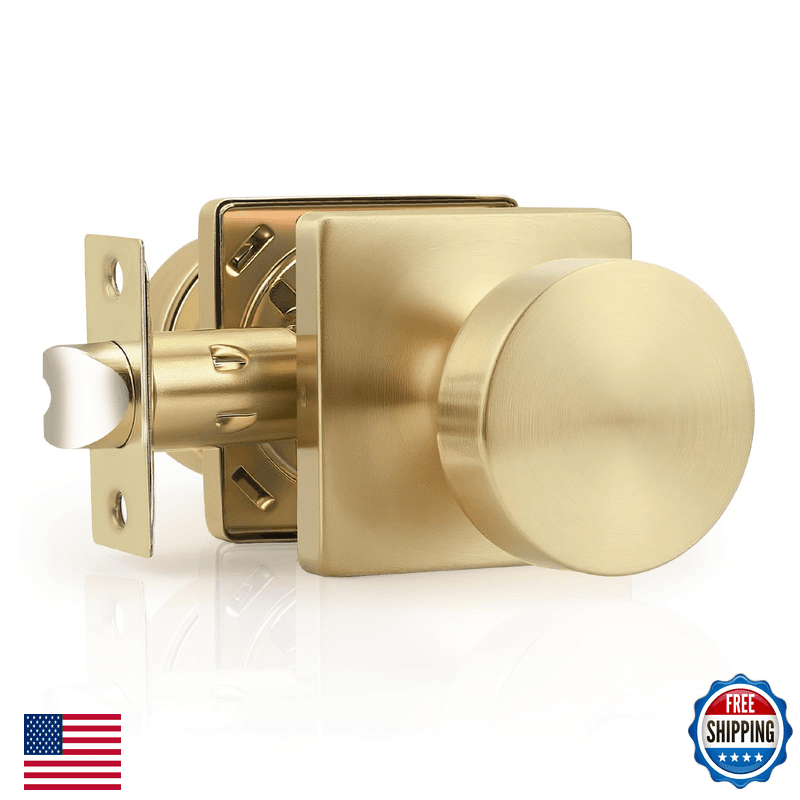 Probrico Bulk Passage Door Knobs Interior 10 Pack Brushed Gold Square Door - Image 1