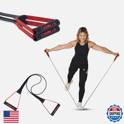 Les Mills SMARTBAND Workout Resistance Band w/ Handles, Home Gym - Image 1