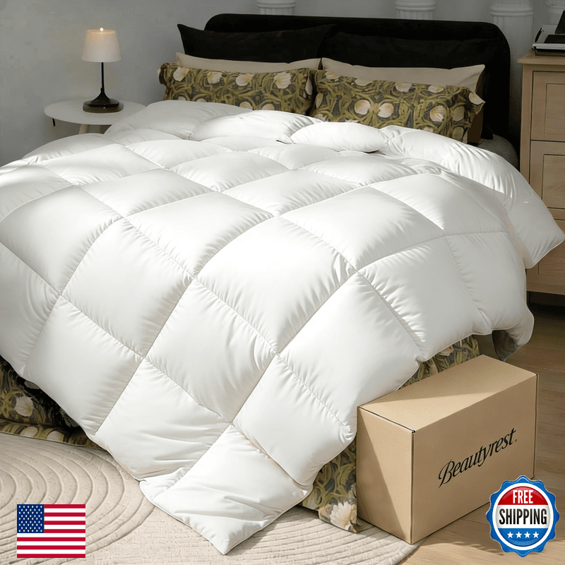 Beautyrest Goose Down Fiber Comforters Queen Size Extra Warmth 100 Cotton - Image 1