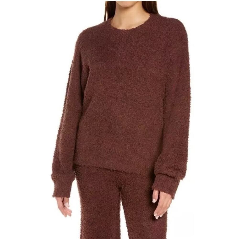 SKIMS Cozy Crew Neck Sweater in Deep Brown - Image 1