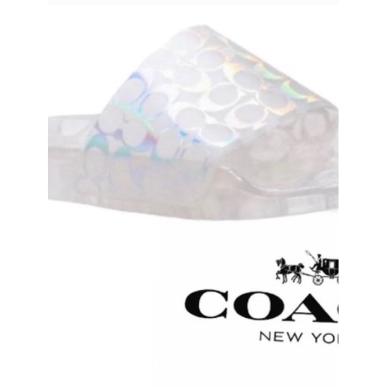 COACH Clear Iridescent Glitter Logo Jelly Pool Slides Slip On Sandals - Image 1