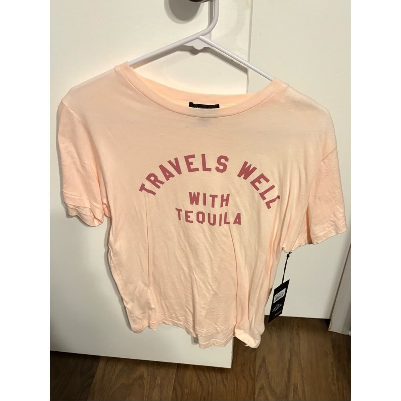 Wildfox Women's 'Travels Well With Tequila' Graphic Tee - Light Peach Pink - Image 1