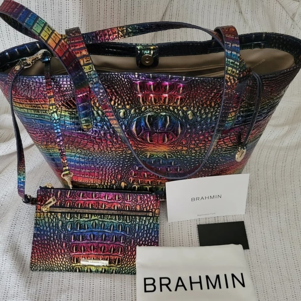 Brahmin Brooke TECHNICOLOR Irridescent Melbourne Purse with matching pouch - Image 1