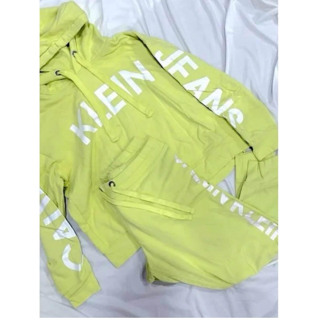 Calvin Klein Jeans Bright Yellow Hoodie with White Logo - Image 1