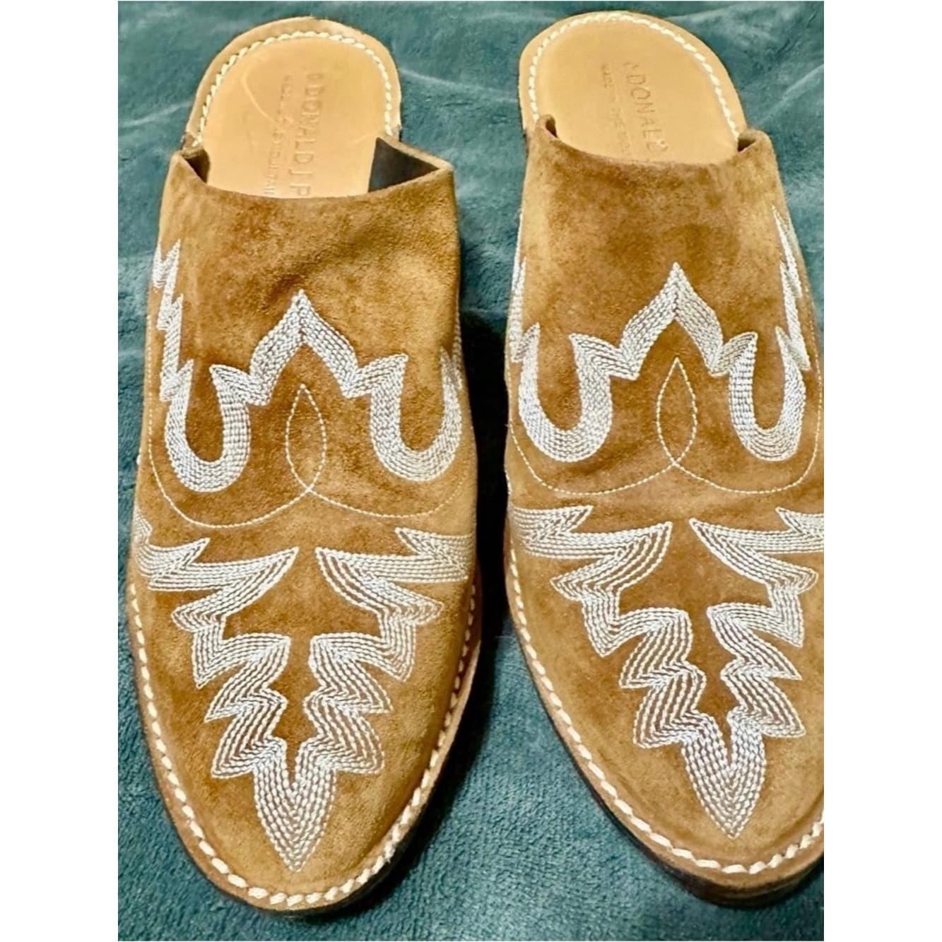 Donald J Pliner Western Couture Bozza Brown Suede Mules - Image 1