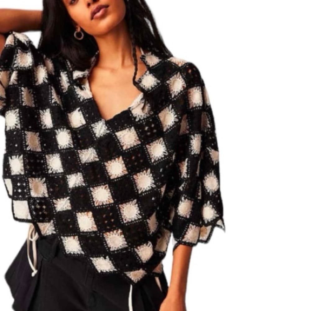 Free People Beach House Crochet Tee - Image 1