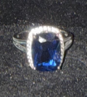 8 Ct Treated Blue Sapphire & Topaz 925 Sterling Silver Ring Sz 7 - Image 1