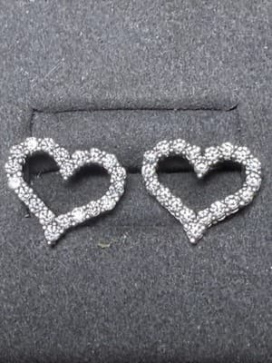 Lab Diamond Heart Shaped Earrings Sterling Silver - Image 1