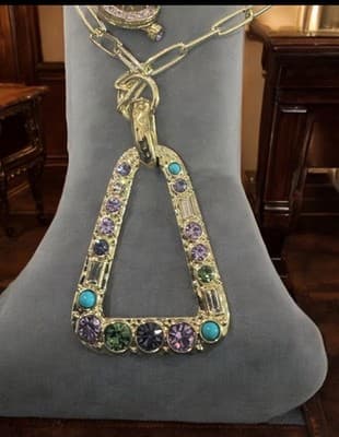Heidi Daus Multi Color Stone Necklace And Matching Earrings Gold Tone Realy Pret - Image 1