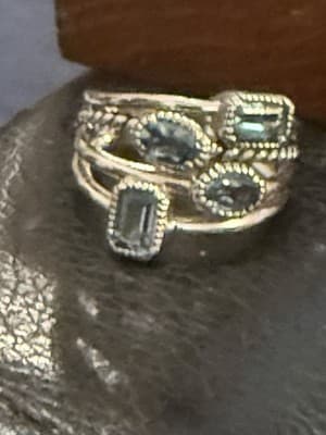 Stacked Light Blue Topaz Ring Size 7 New Sterling Silver 925 - Image 1