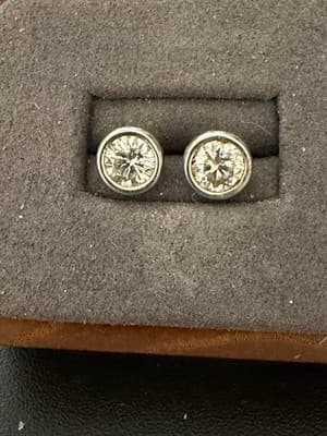Platinum 3.0 Ctw Lab Diamond Earrings Solitaire Bezel Earrings - Image 1