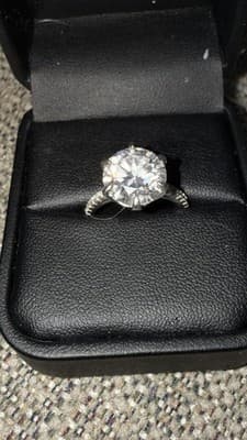 Lab Created Diamond 4 Ct 14 Kt Solid White Gold Ring Size 7 - Image 1