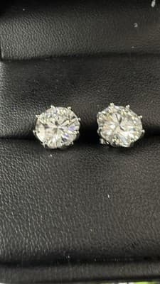 Pompeii 4 Ct Round Diamond Stud Earrings - 14K White Gold Lab Created - Image 1