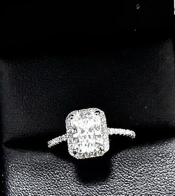 Lab Created 3 Ct Diamond Ring Size 7 14 K Solid White Gold - Image 1