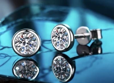 1ctw Lab Diamond Premium Bezel 14 Kt White Gold Earrings - Image 1