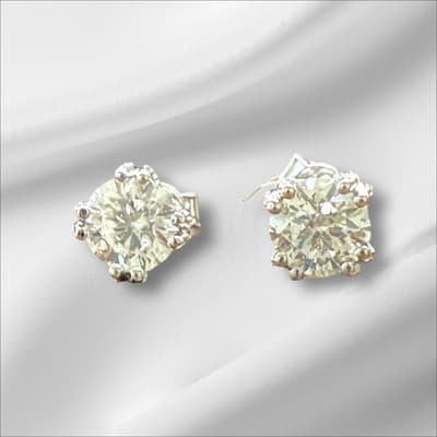 3 Ct Lab Created Diamond Earring Studs 14 K Solid Gold White - Image 1