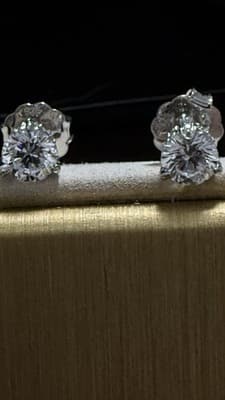 14 K 3 Ctw Lab Created Diamond Earrings With screw Backs - Image 1