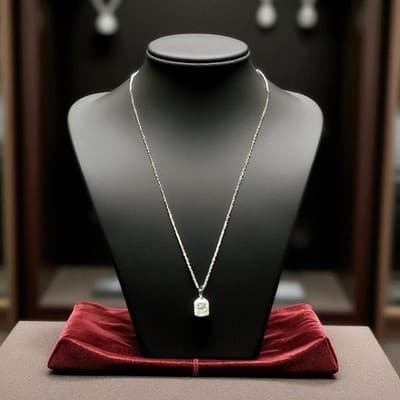 Lab Diamond 1 Ct Necklace 14 Kt White Gold - Image 1
