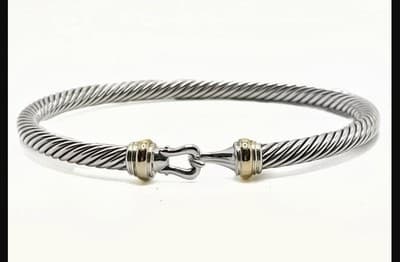 David Yurman SS/18KRG 4mm Cable Hook Bracelet - Image 1