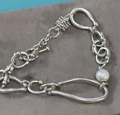 Michael Dawkins Sterling Silver And Pearl Bracelet 7.5 Inches - Image 1