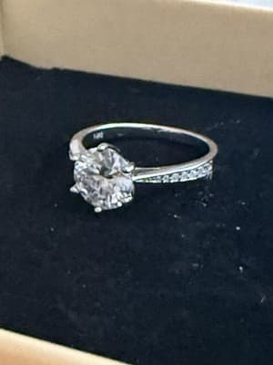 Round Lab Created Diamond With Accented Lab Diamonds Around It 14 Kt Gold White